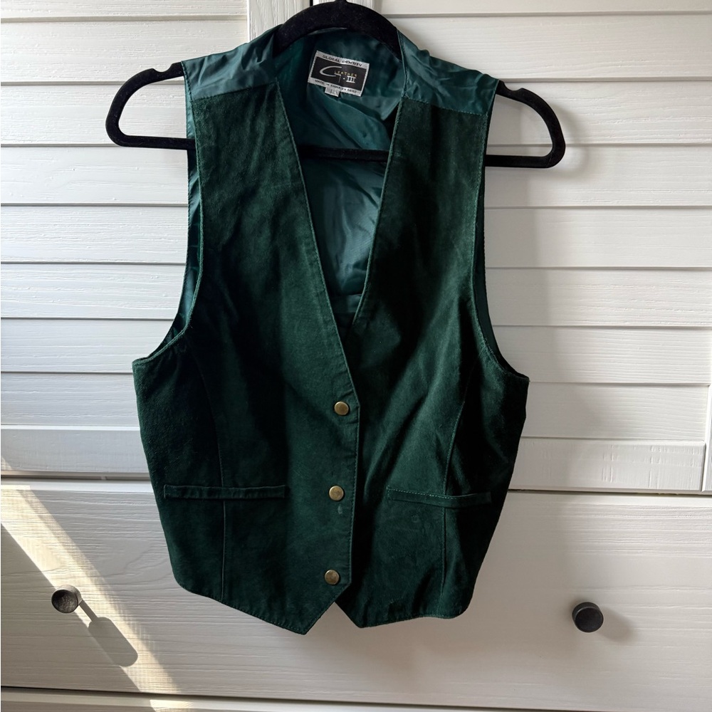 Vintage Green Suede Button Vest